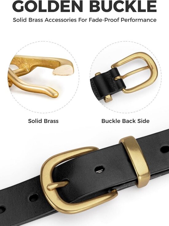 Stylish Women\'s Full Grain Leather Belt for Jeans & Dresses - Gold Buckle Gift main image 5